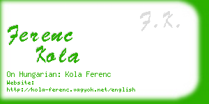 ferenc kola business card